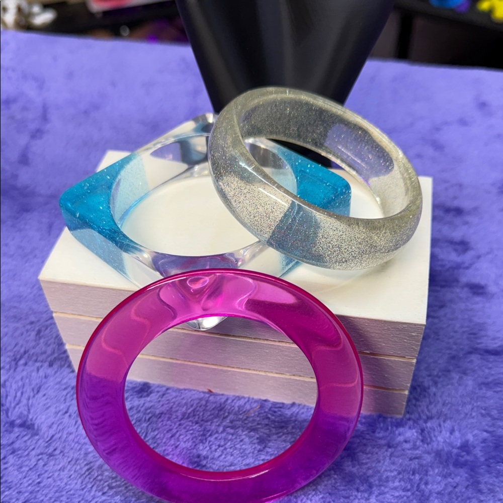 Set of Three Colorful Acrylic Bangles